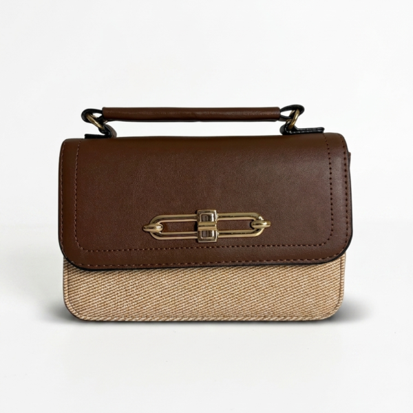 Bolso manos libres bicolor estilo Hermes café