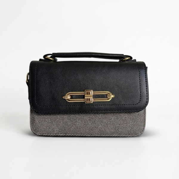 Bolso manos libres bicolor estilo Hermes negro