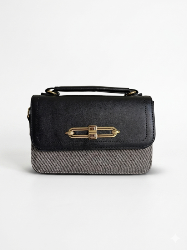 Bolso manos libres bicolor estilo Hermes negro