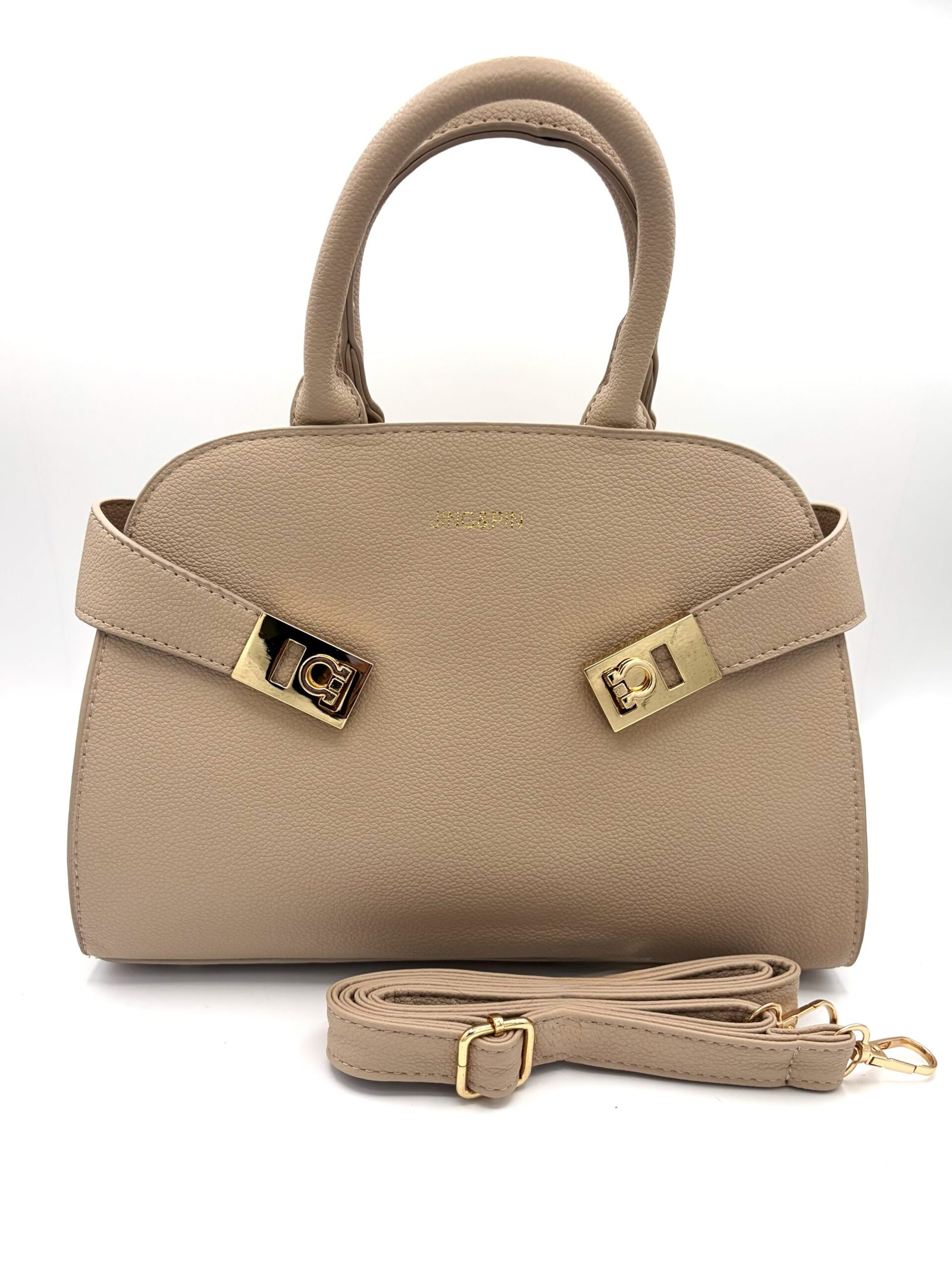 Bolso elegante con neceser beige - Imagen 3