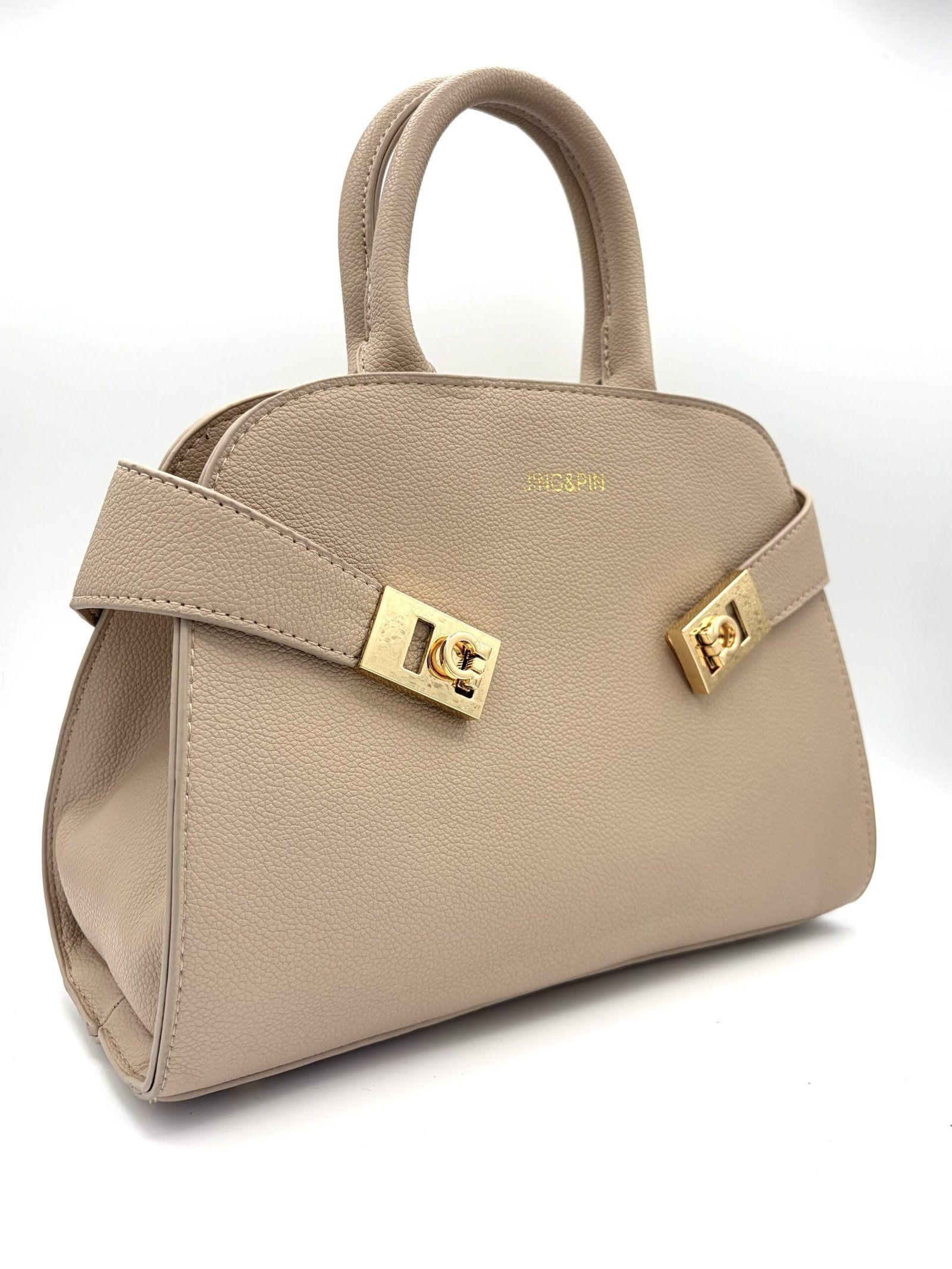 Bolso elegante con neceser beige - Imagen 4