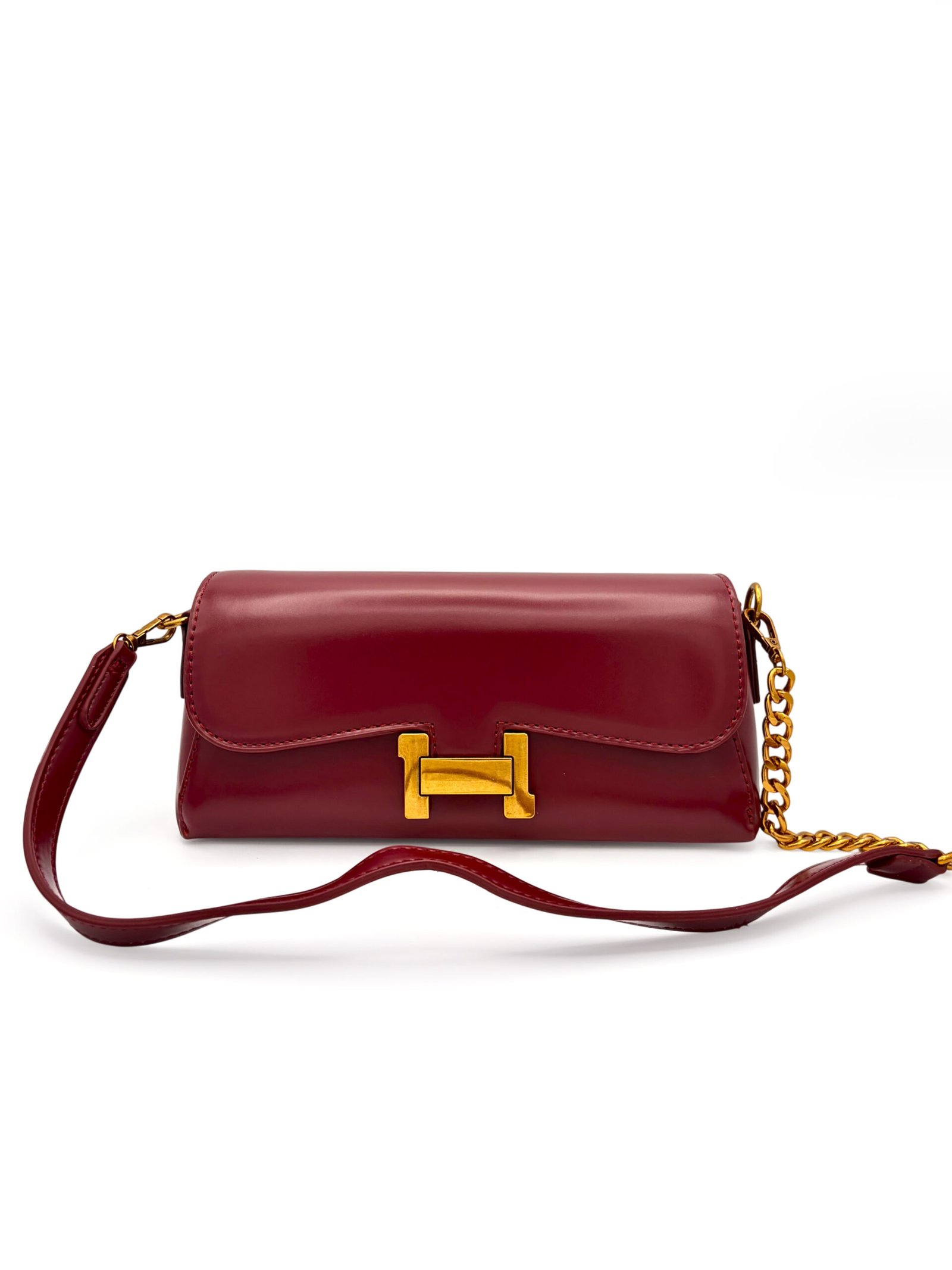Bolso baguette liso Vinotinto