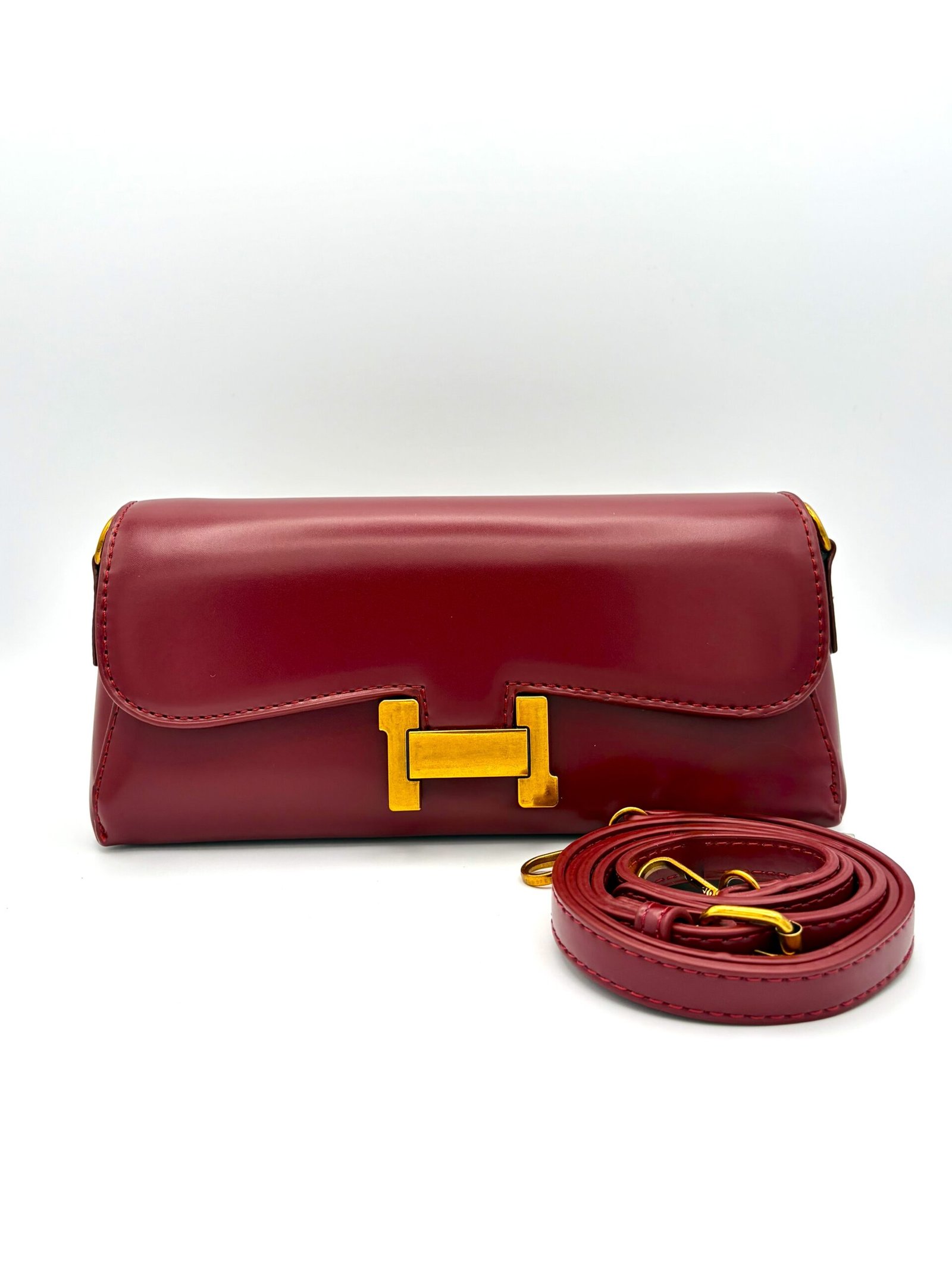 Bolso baguette liso Vinotinto - Imagen 3