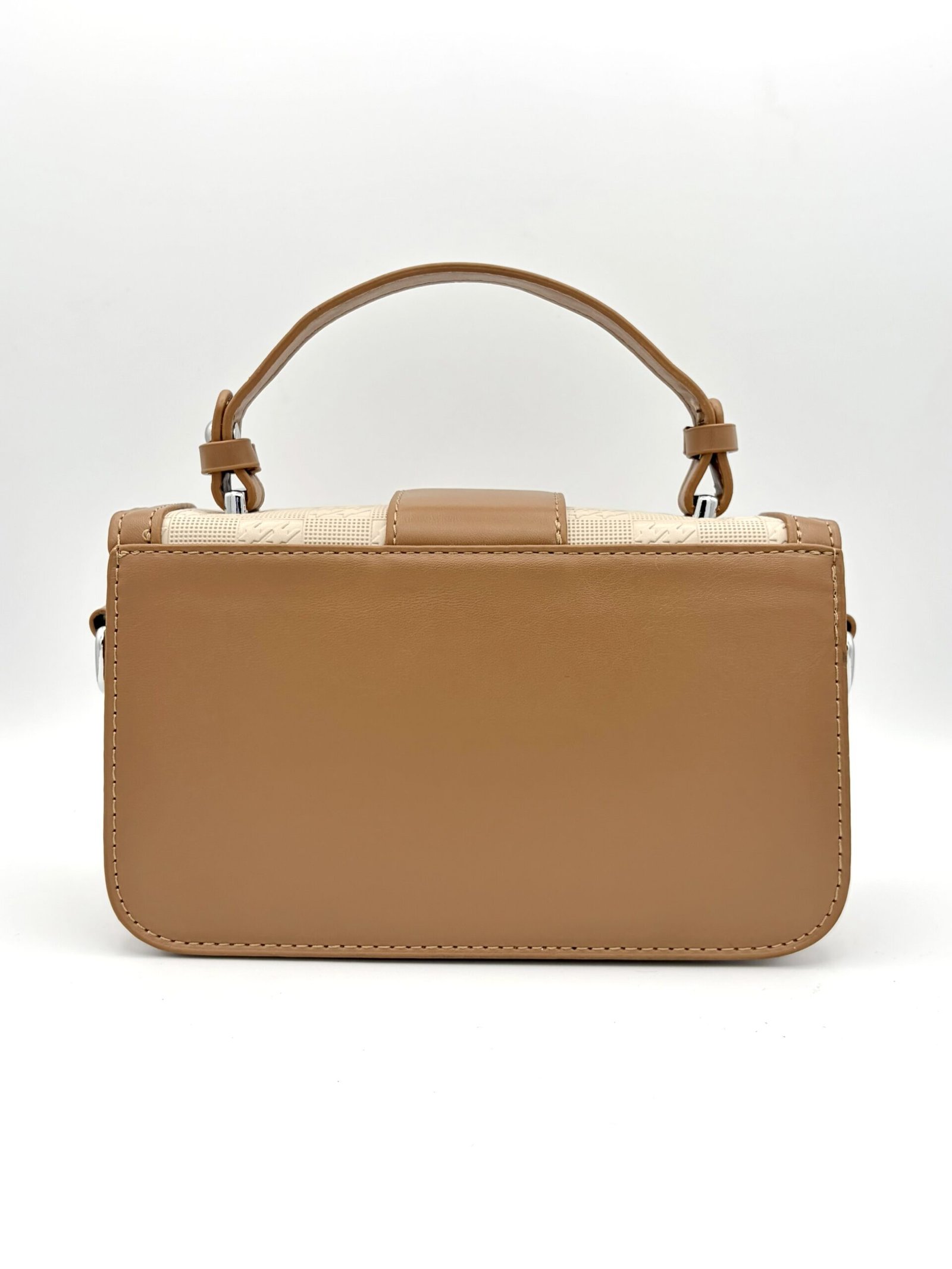 Bolso manos libres bicolor diseño de correa beige y café - Imagen 4