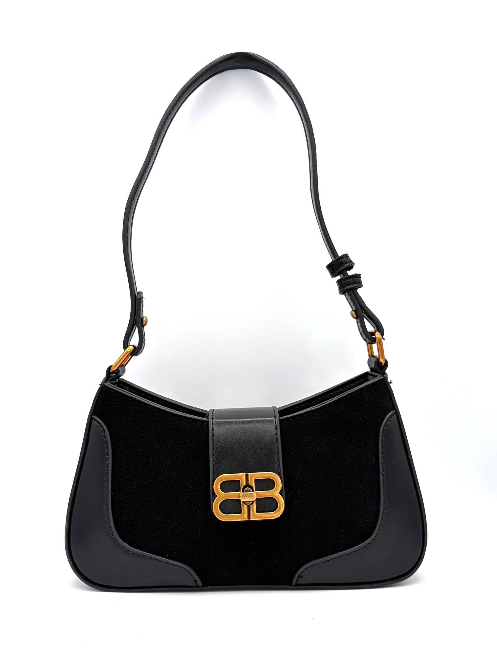 Bolso manos libres tipo gamuza negro