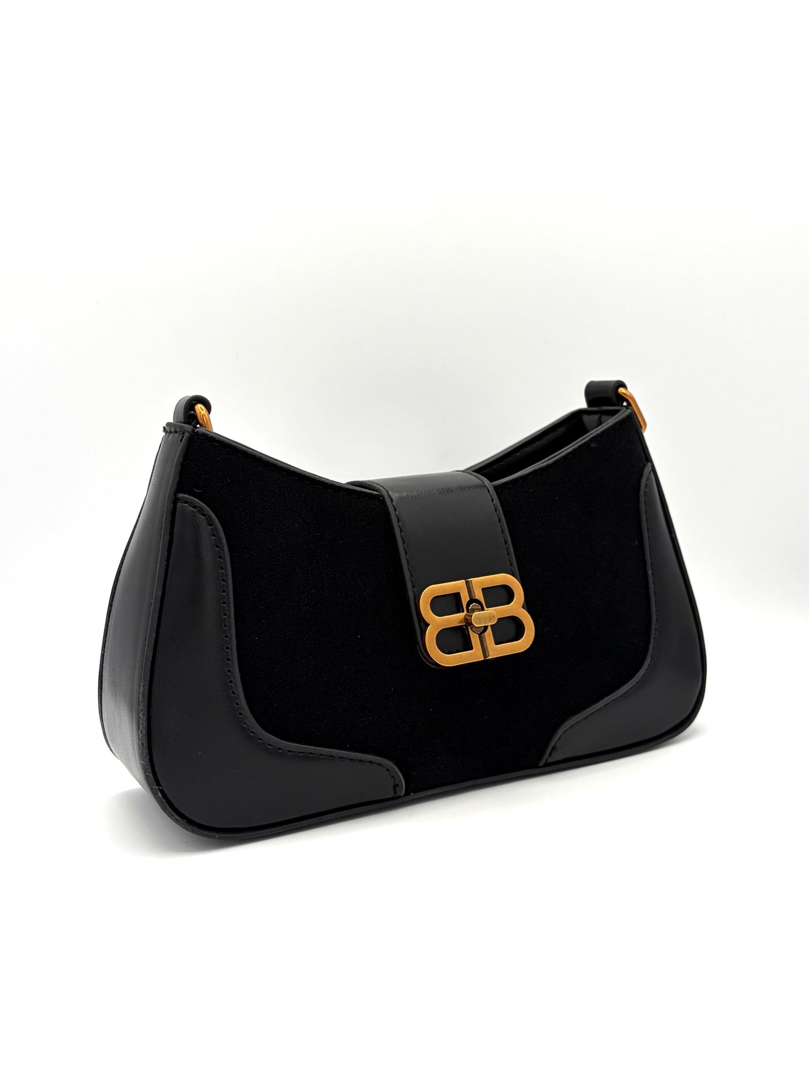 Bolso manos libres tipo gamuza negro - Imagen 3