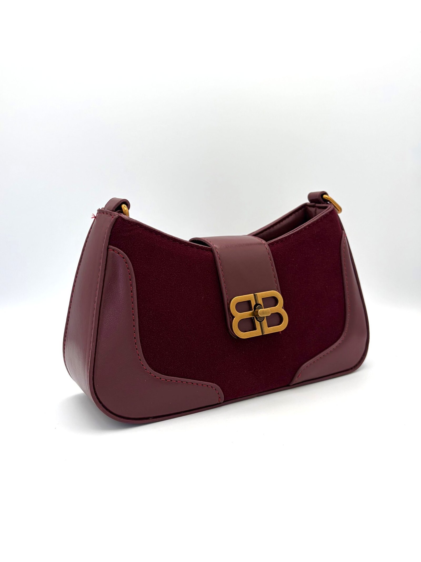 Bolso manos libres tipo gamuza vinotinto - Imagen 3