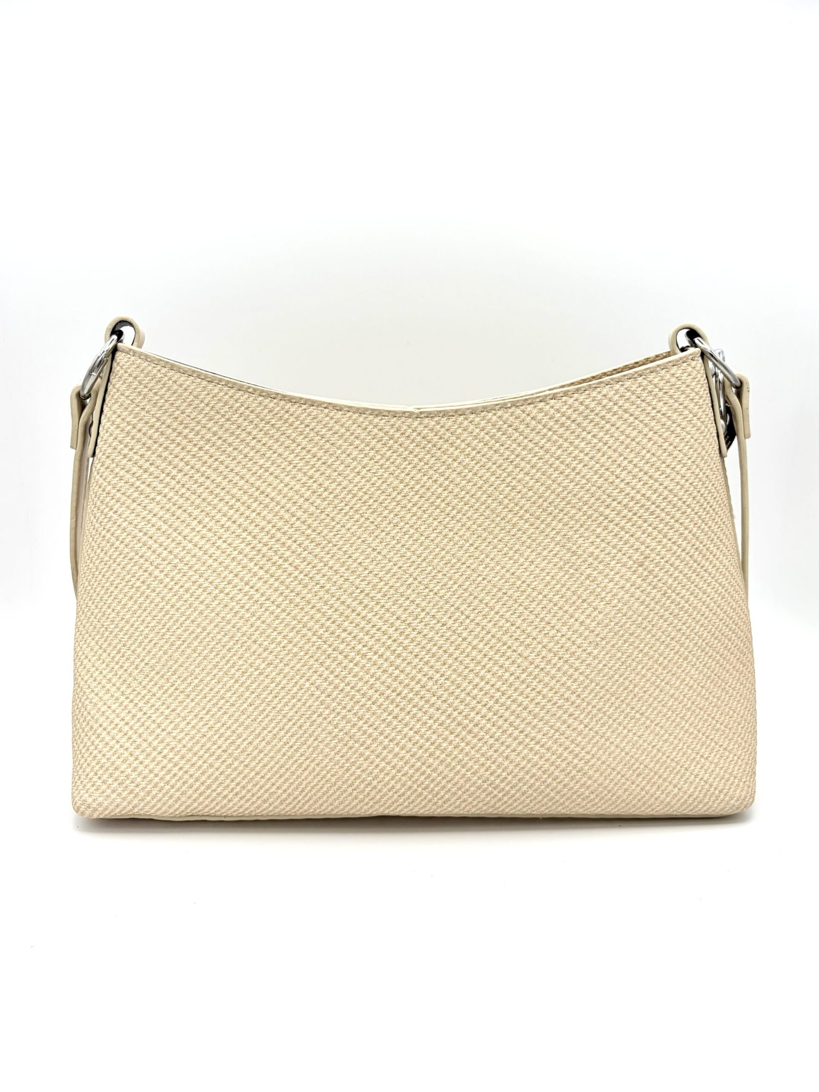 Bolso mediano textura tipo tejido beige - Imagen 4
