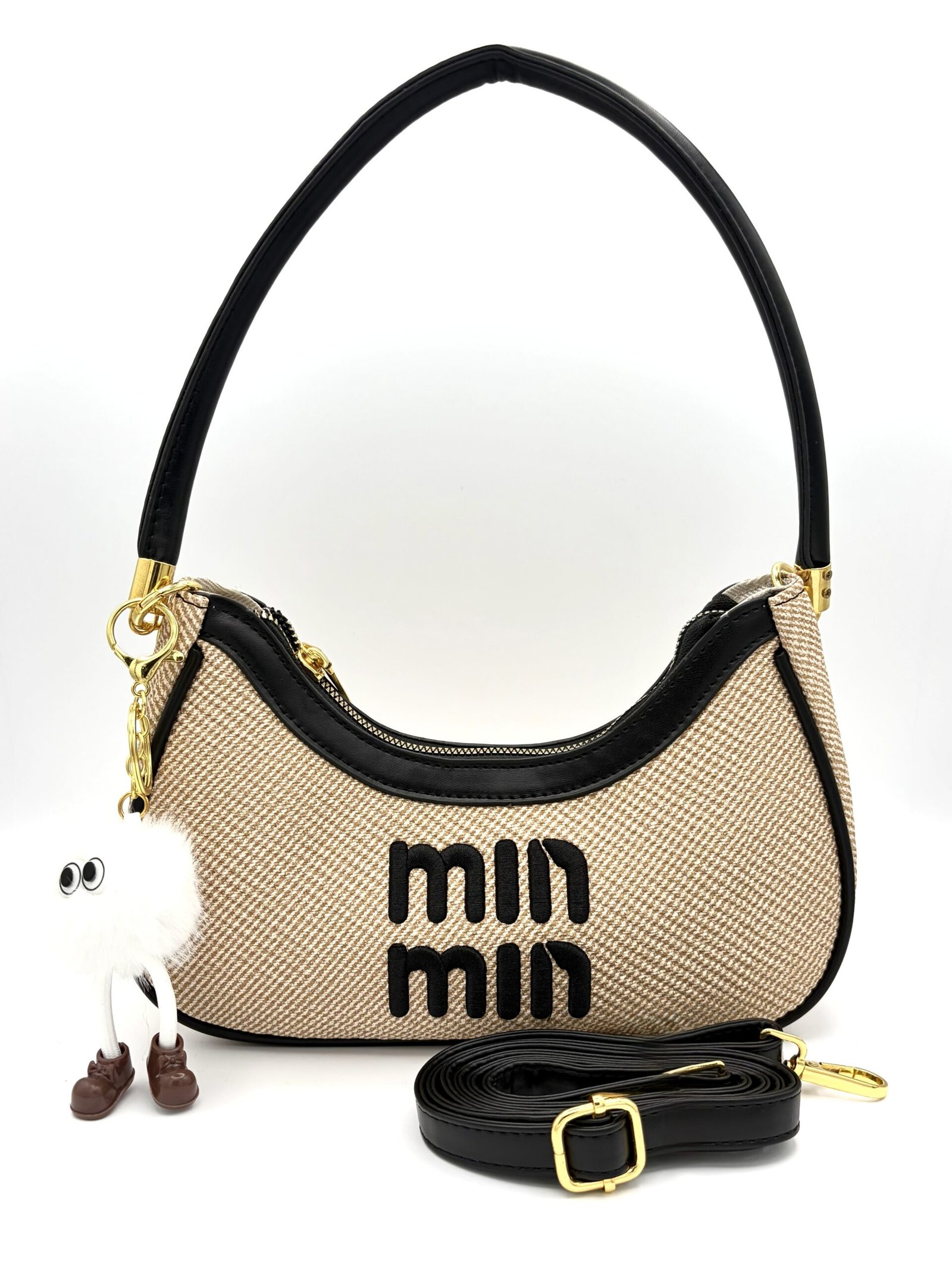 Bolso con bordado en relieve, negro - Imagen 3