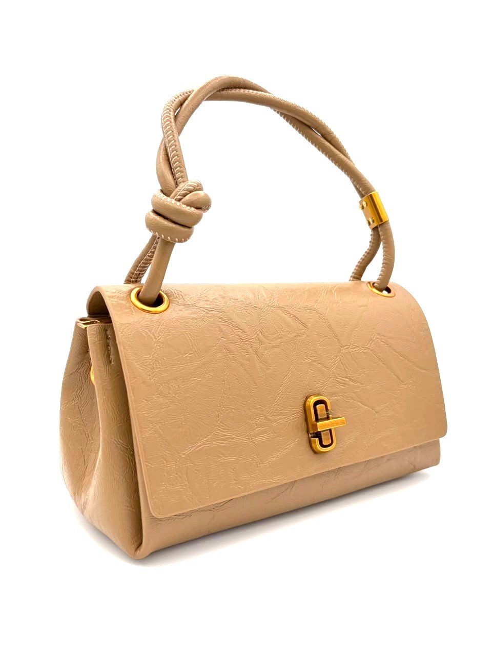 Bolso efecto crinkle beige arena - Imagen 2