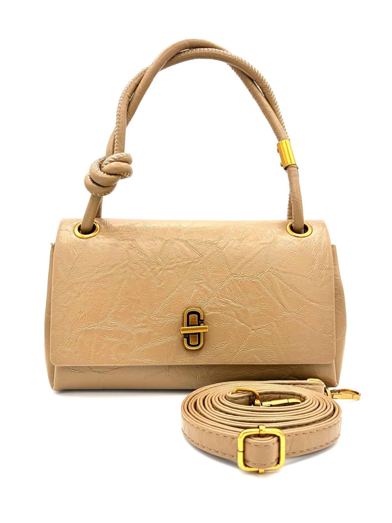 Bolso efecto crinkle beige arena - Imagen 3