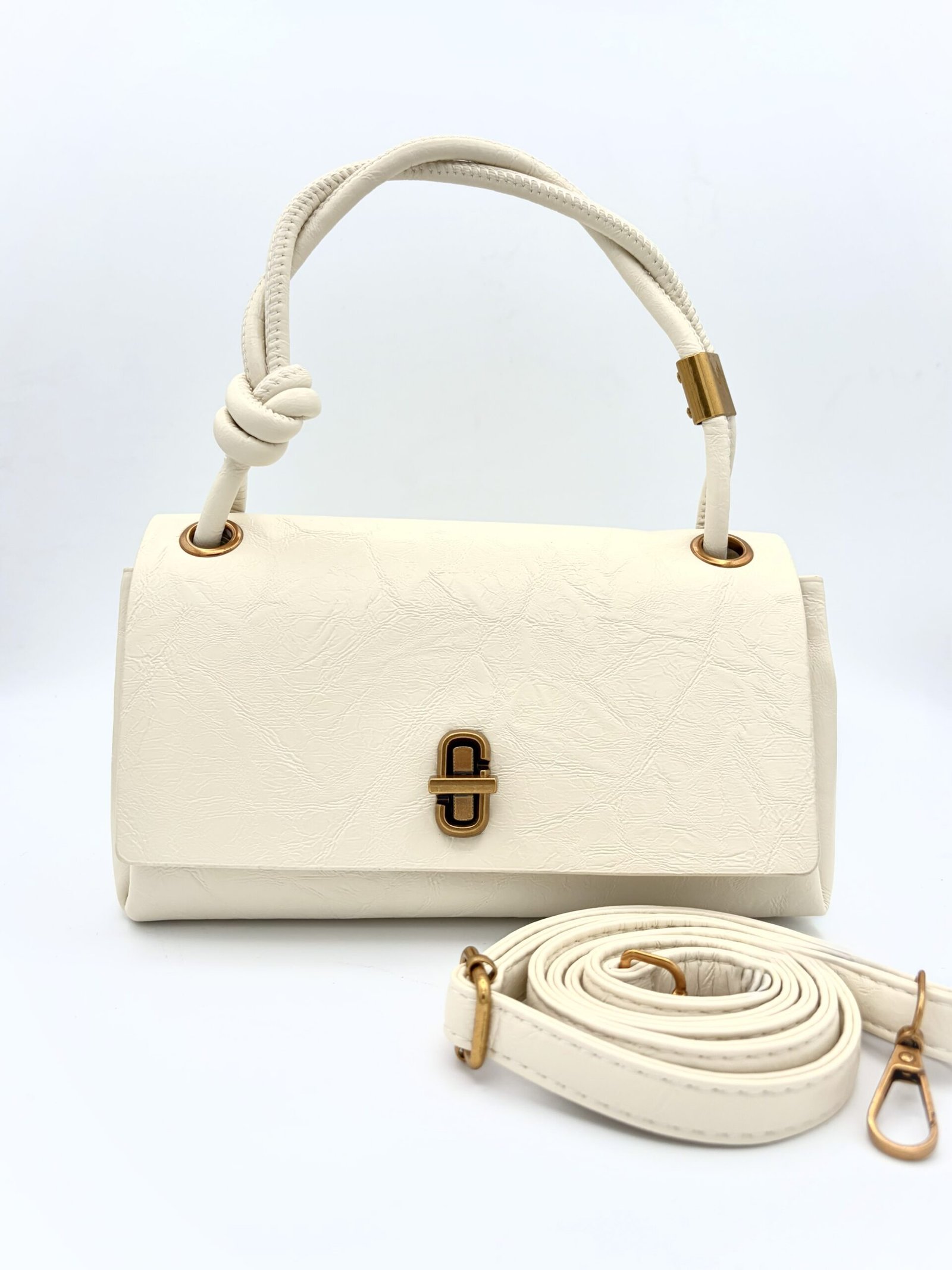 Bolso efecto crinkle blanco crema - Imagen 3