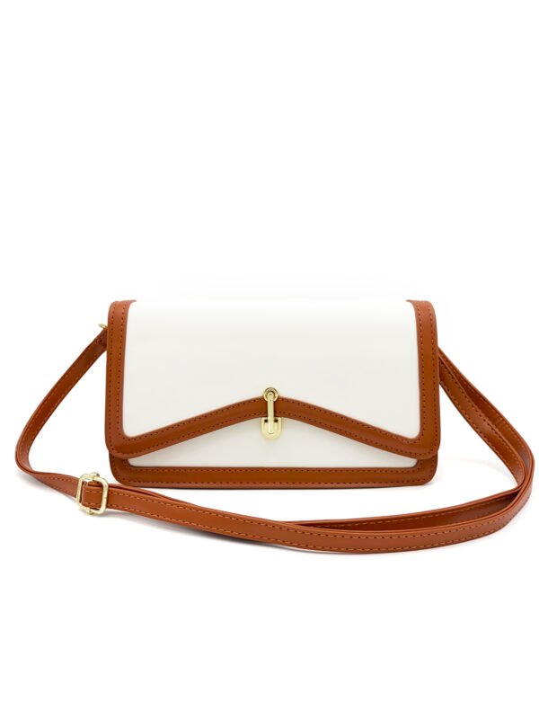 Bolso manos libres bicolor tipo carta blanco