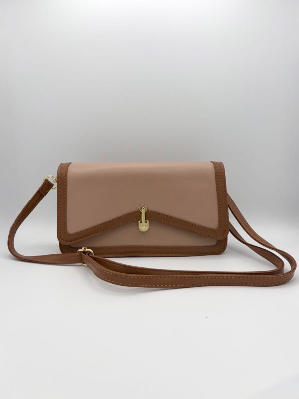Bolso manos libres bicolor tipo carta cafe