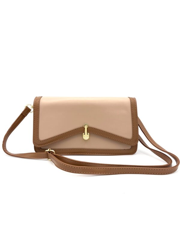 Bolso manos libres bicolor tipo carta cafe