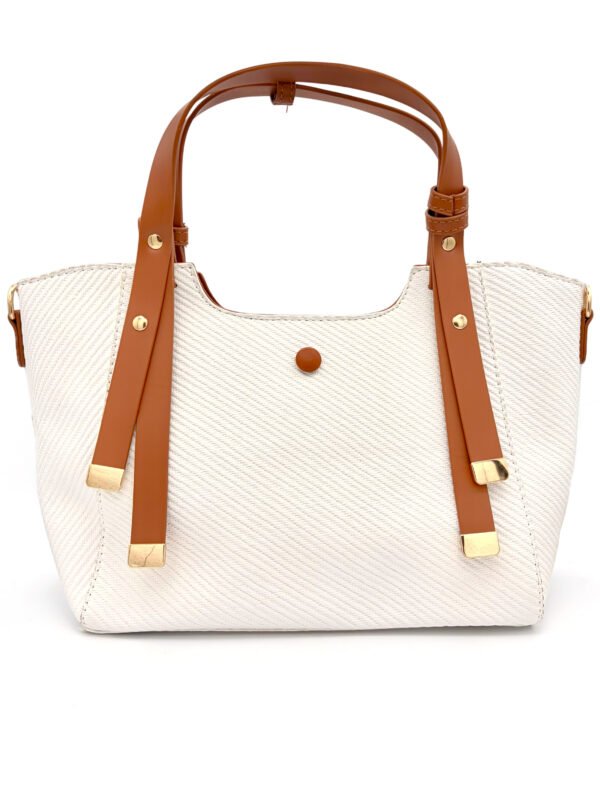 Bolso tote mediano blanco/camel