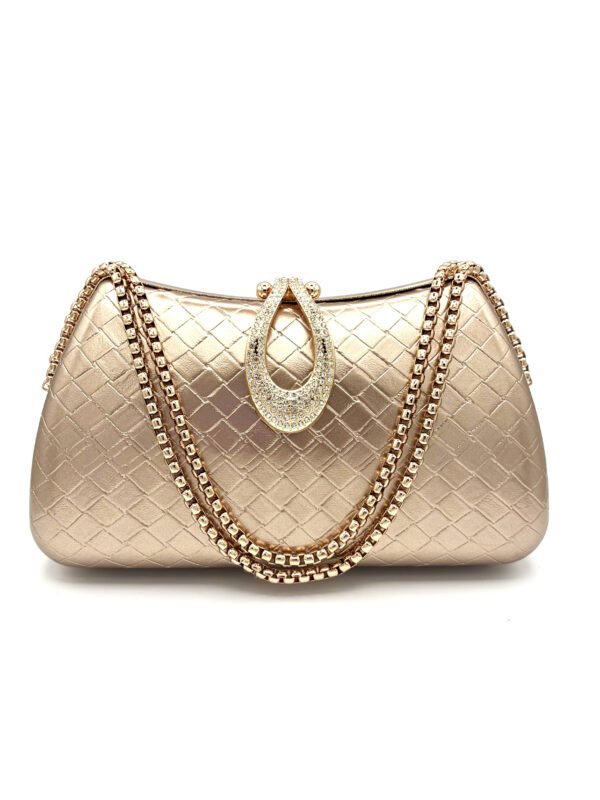 Cartera baúl doble cadena oro rosa