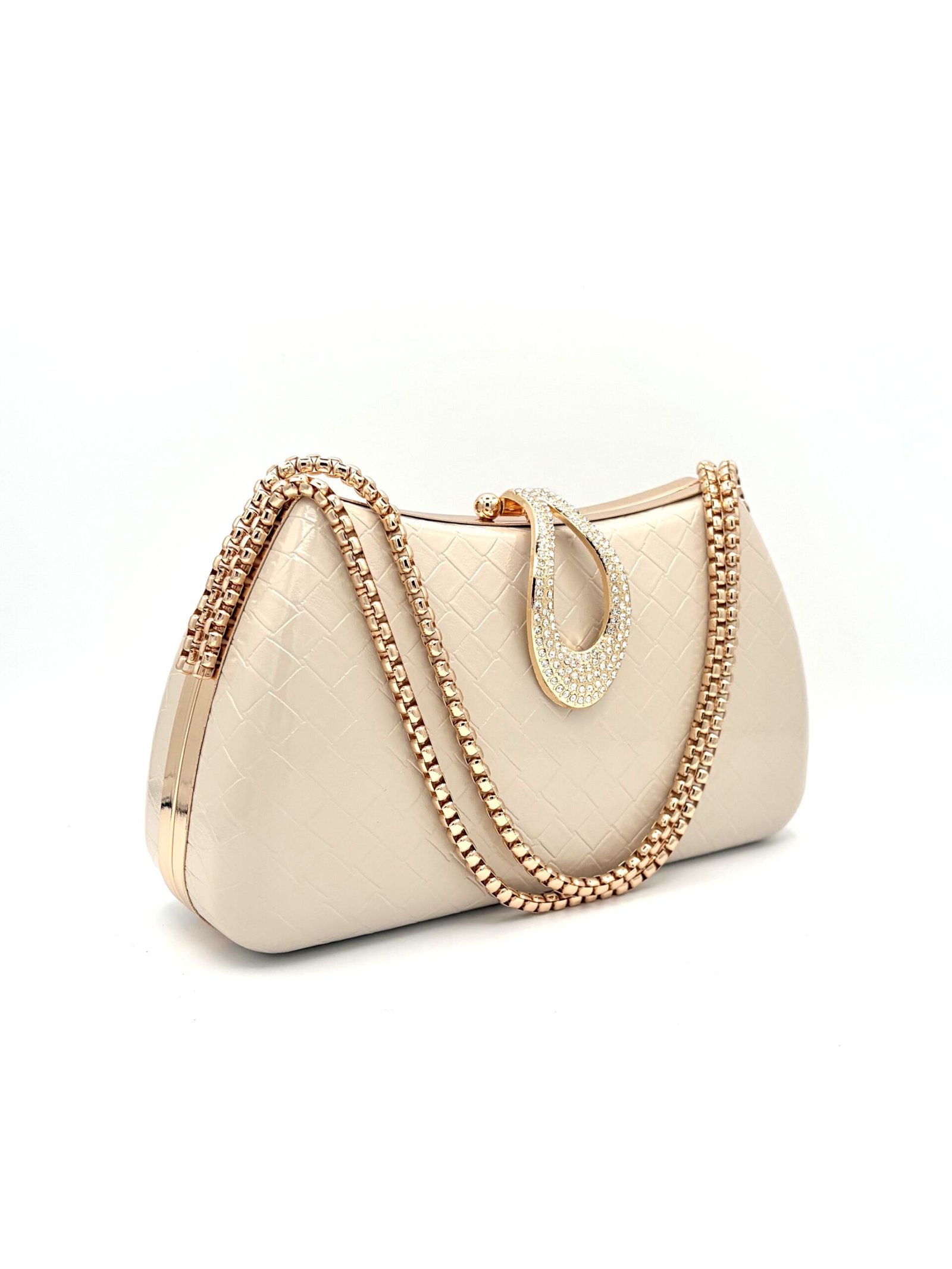 Cartera baúl doble cadena beige - Imagen 4