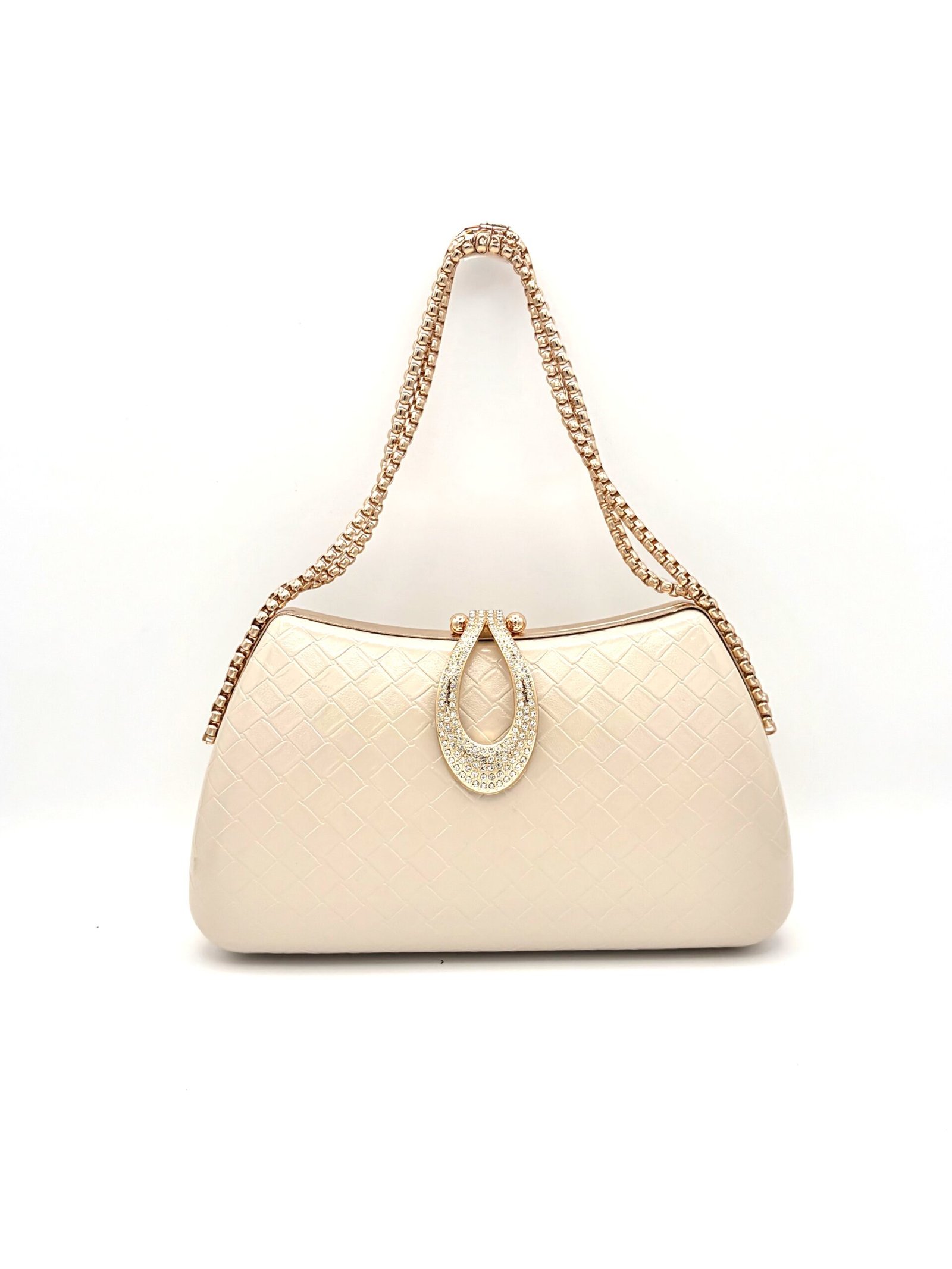 Cartera baúl doble cadena beige - Imagen 3