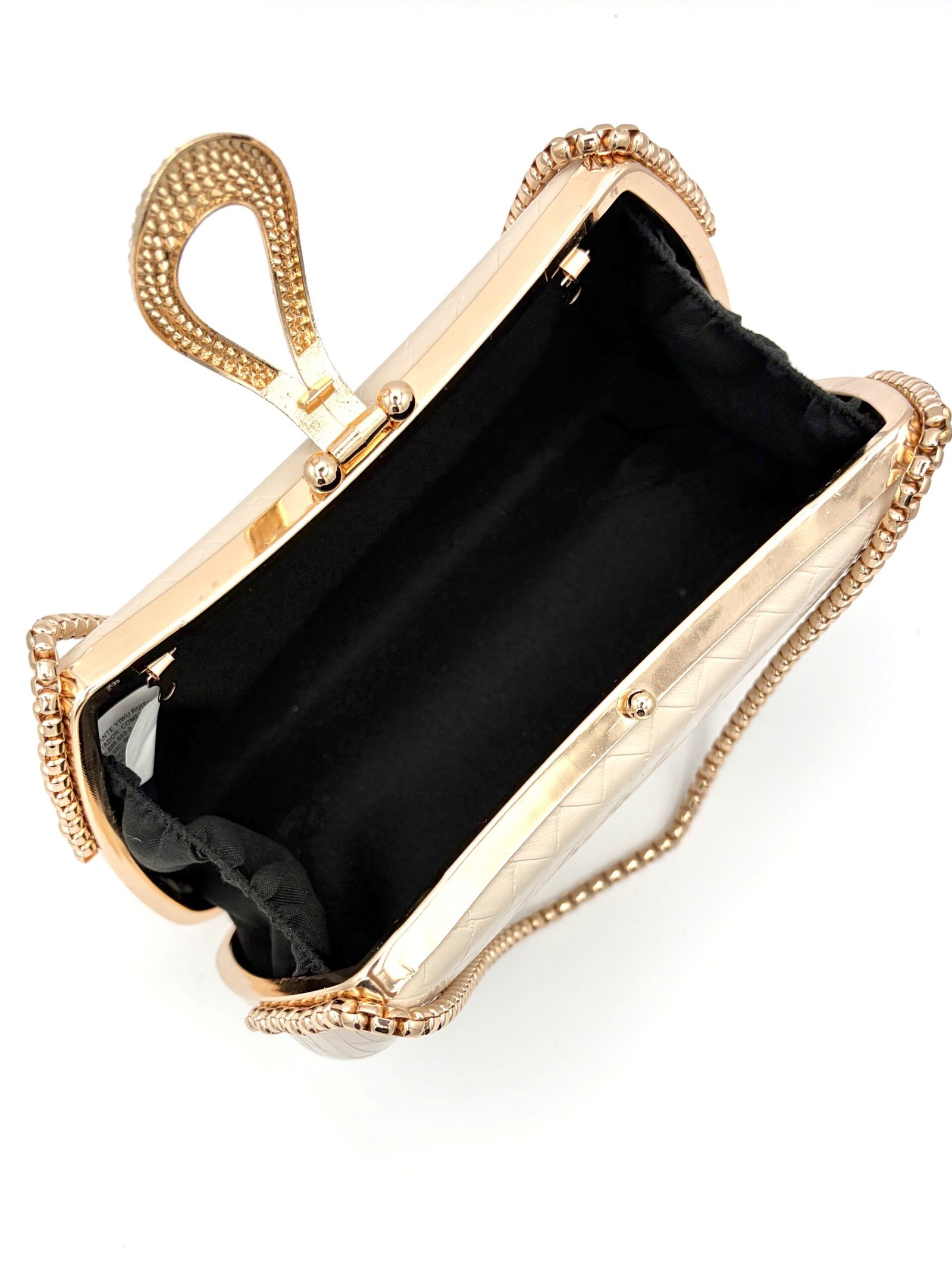 Cartera baúl doble cadena beige - Imagen 5
