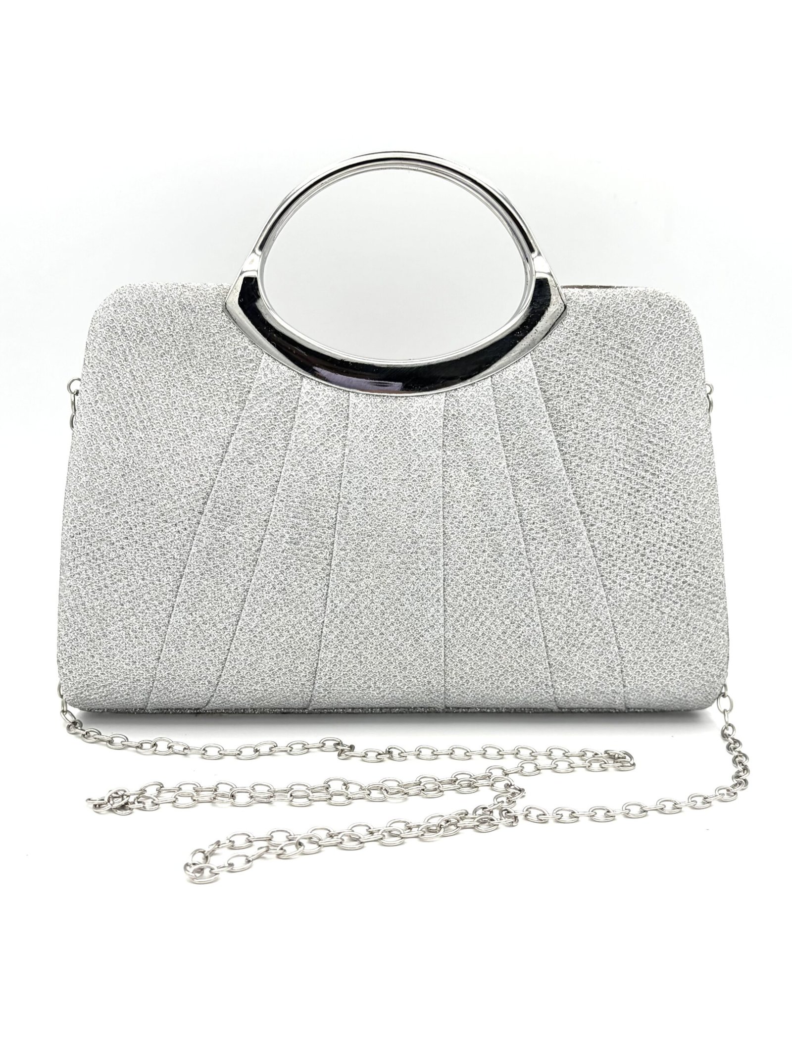 Cartera tipo sobre plateada