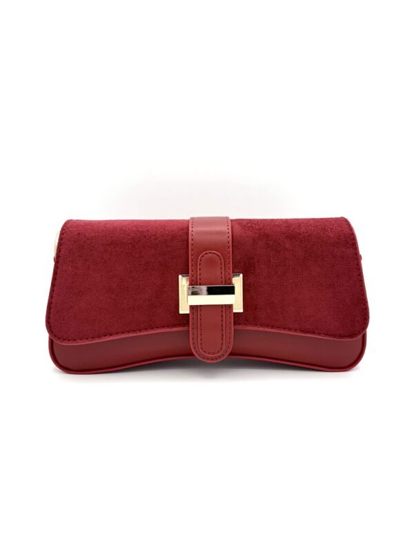 Bolso manos libres baguette gamuza rojo