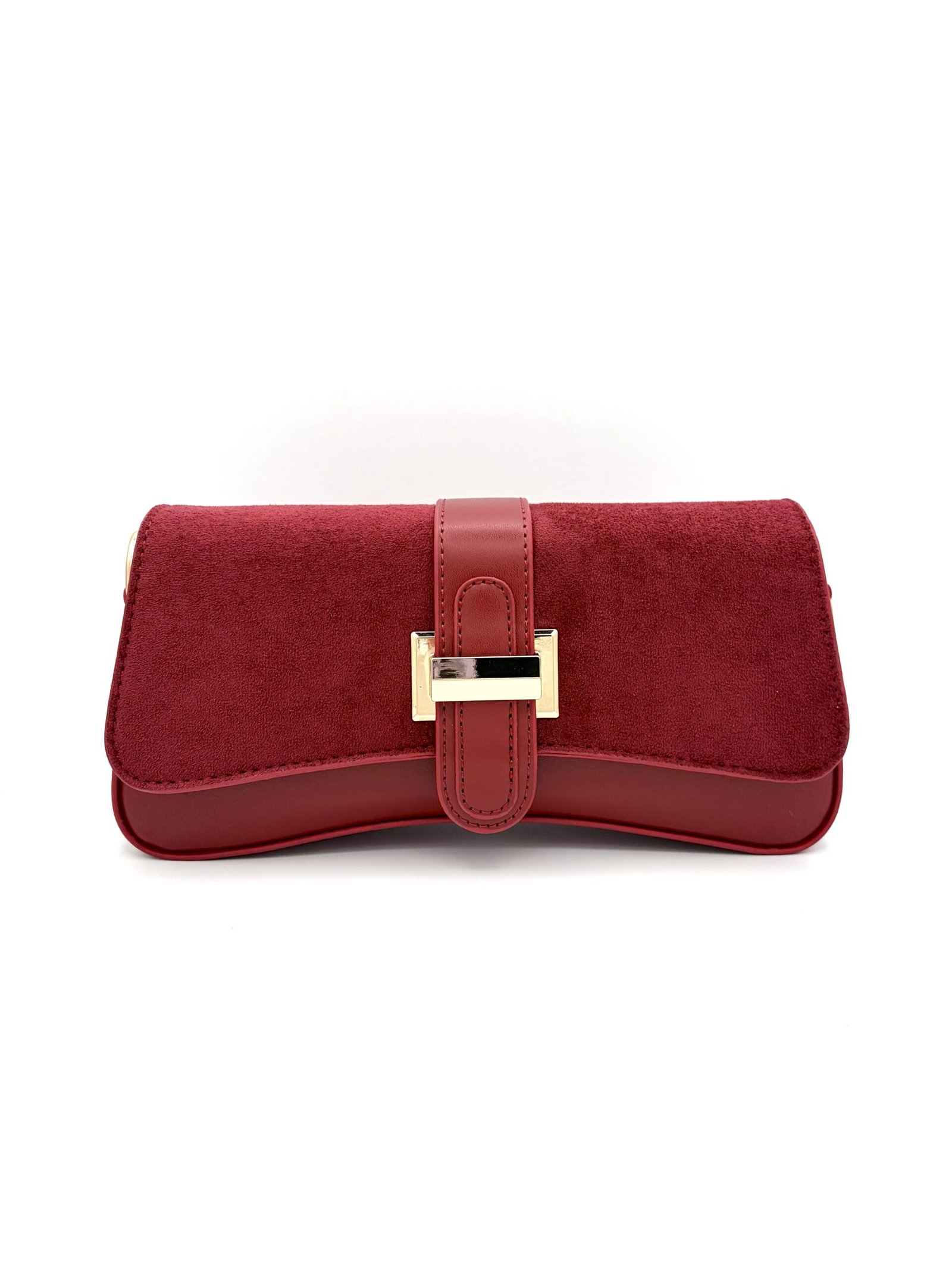 Bolso manos libres baguette gamuza rojo