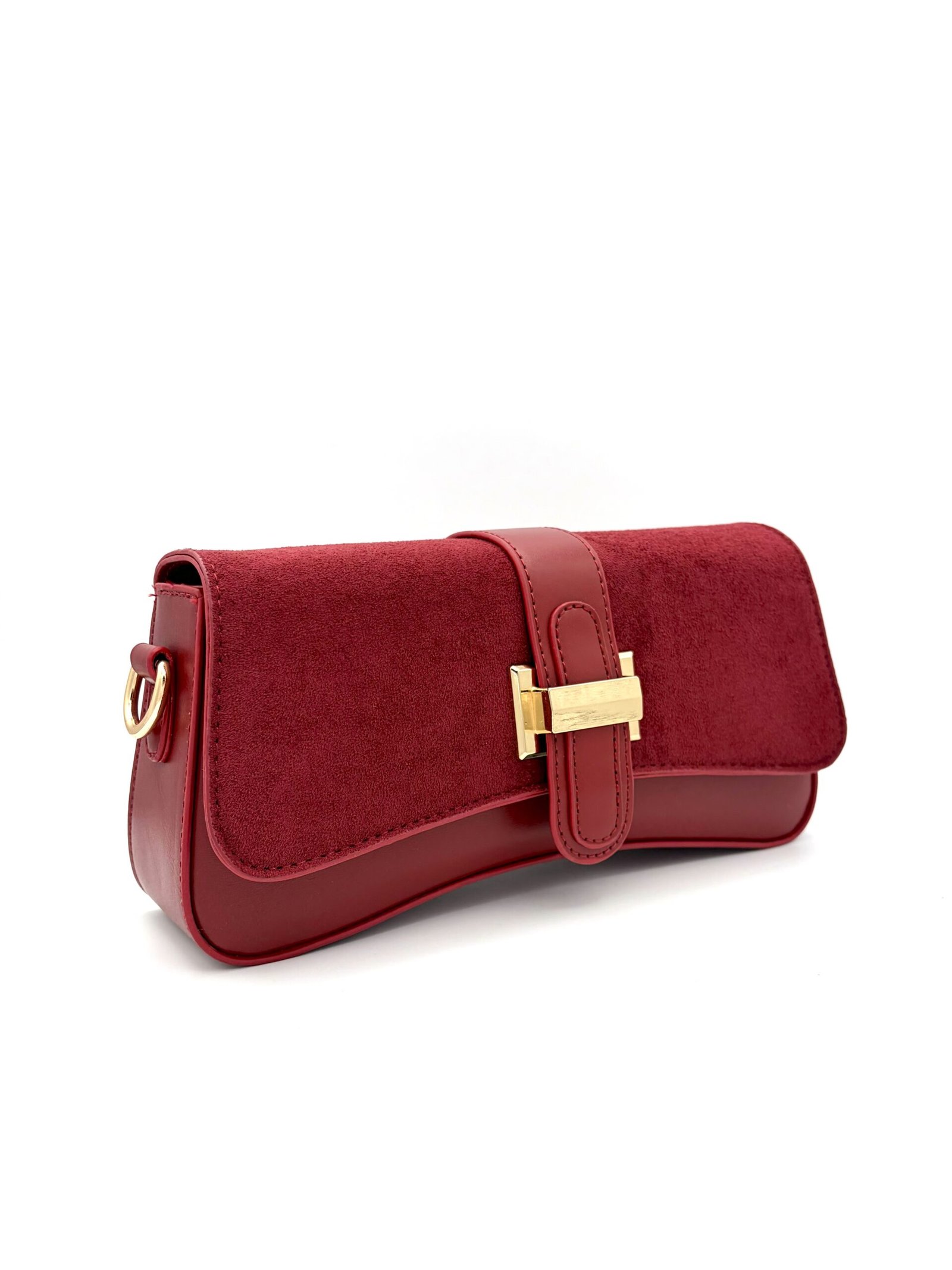 Bolso manos libres baguette gamuza rojo - Imagen 2