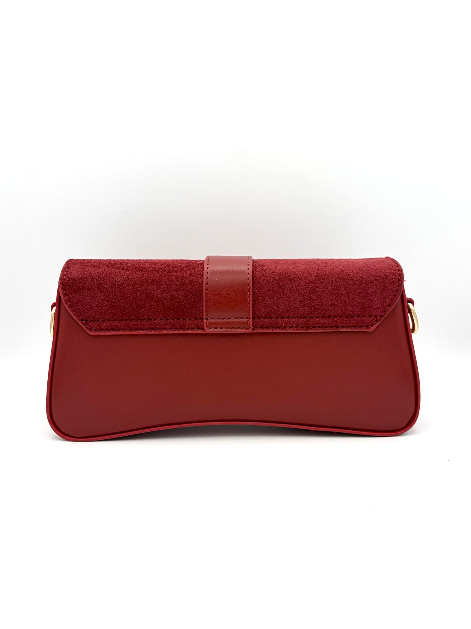 Bolso manos libres baguette gamuza rojo - Imagen 4