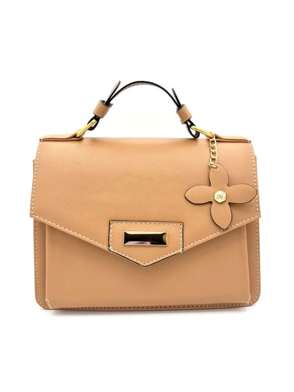 Bolso con decoración de flor beige