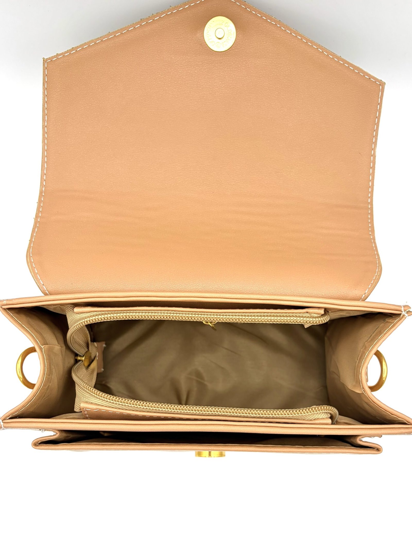 Bolso con decoración de flor beige - Imagen 5