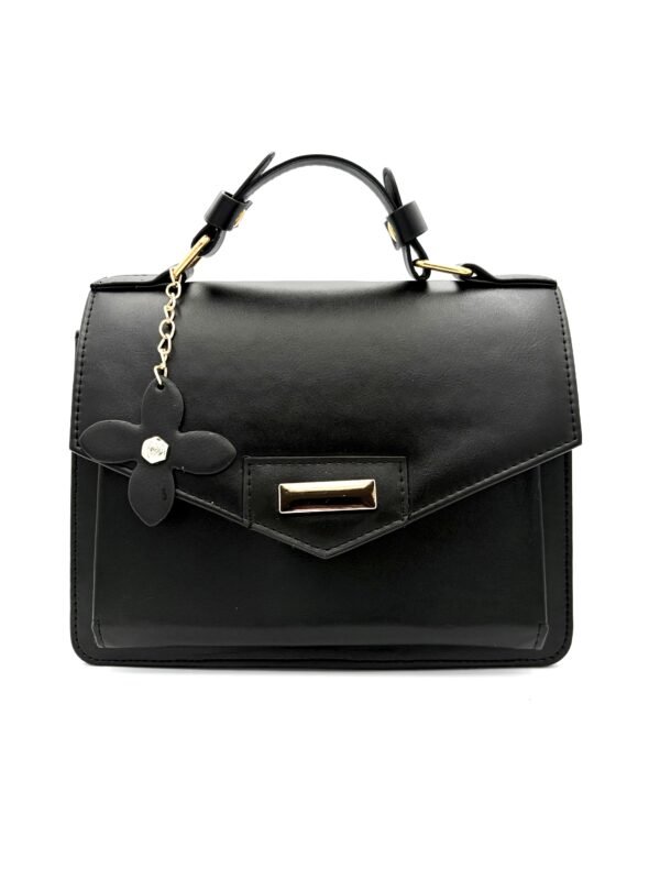 Bolso con decoración de flor negro
