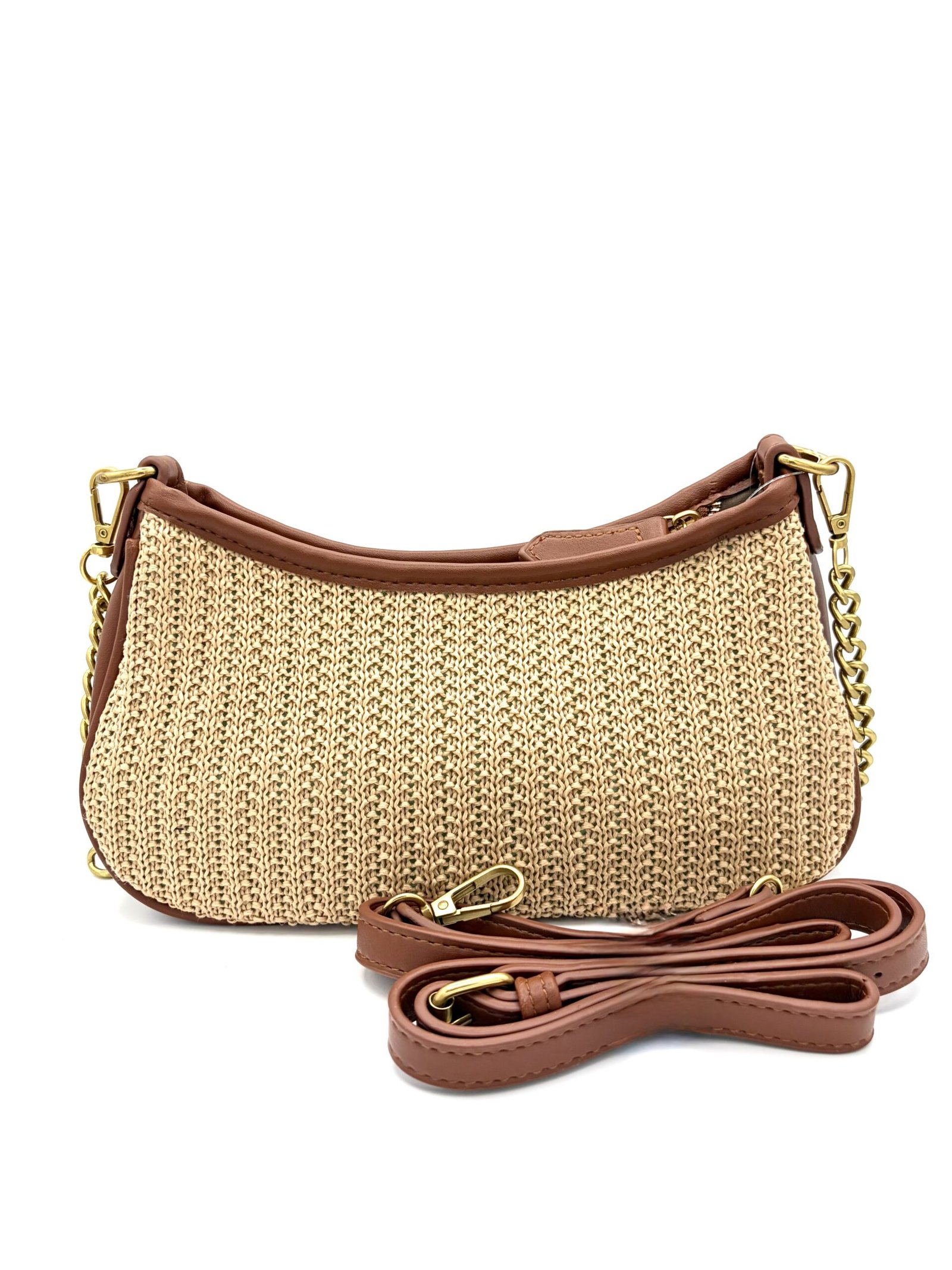 Bolso de yute tejido cafe - Imagen 2