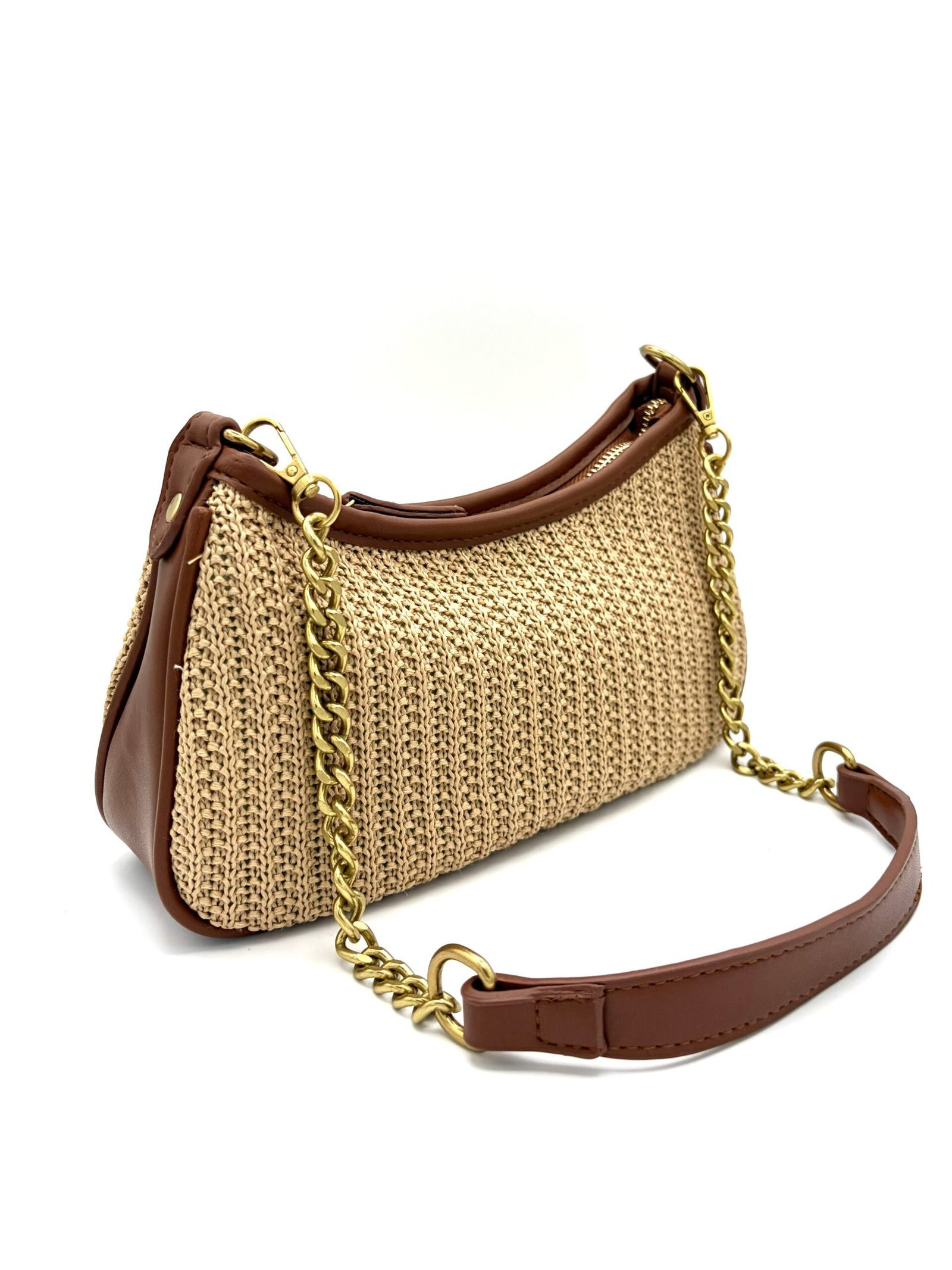 Bolso de yute tejido cafe - Imagen 4