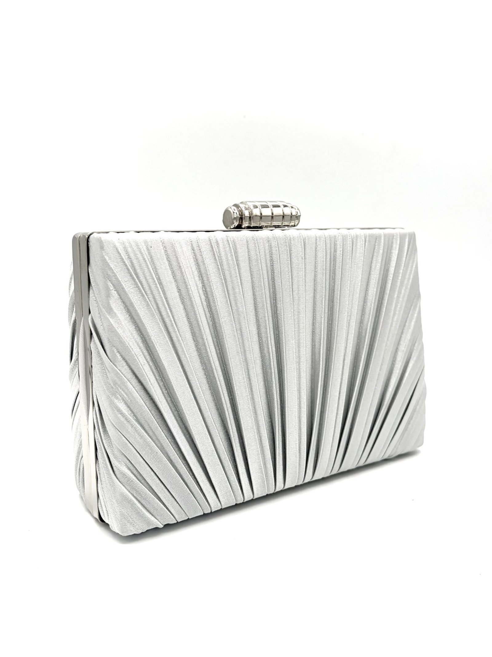 Cartera brillante de tela satinada plateada - Imagen 2
