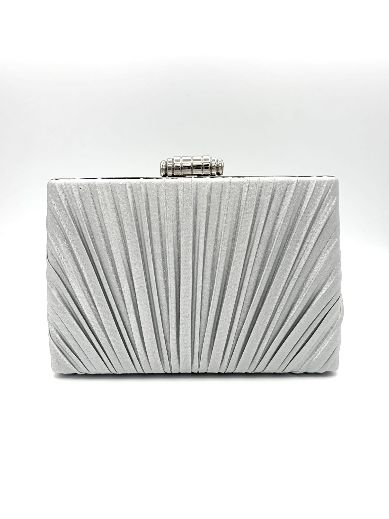 Cartera brillante de tela satinada plateada - Imagen 3