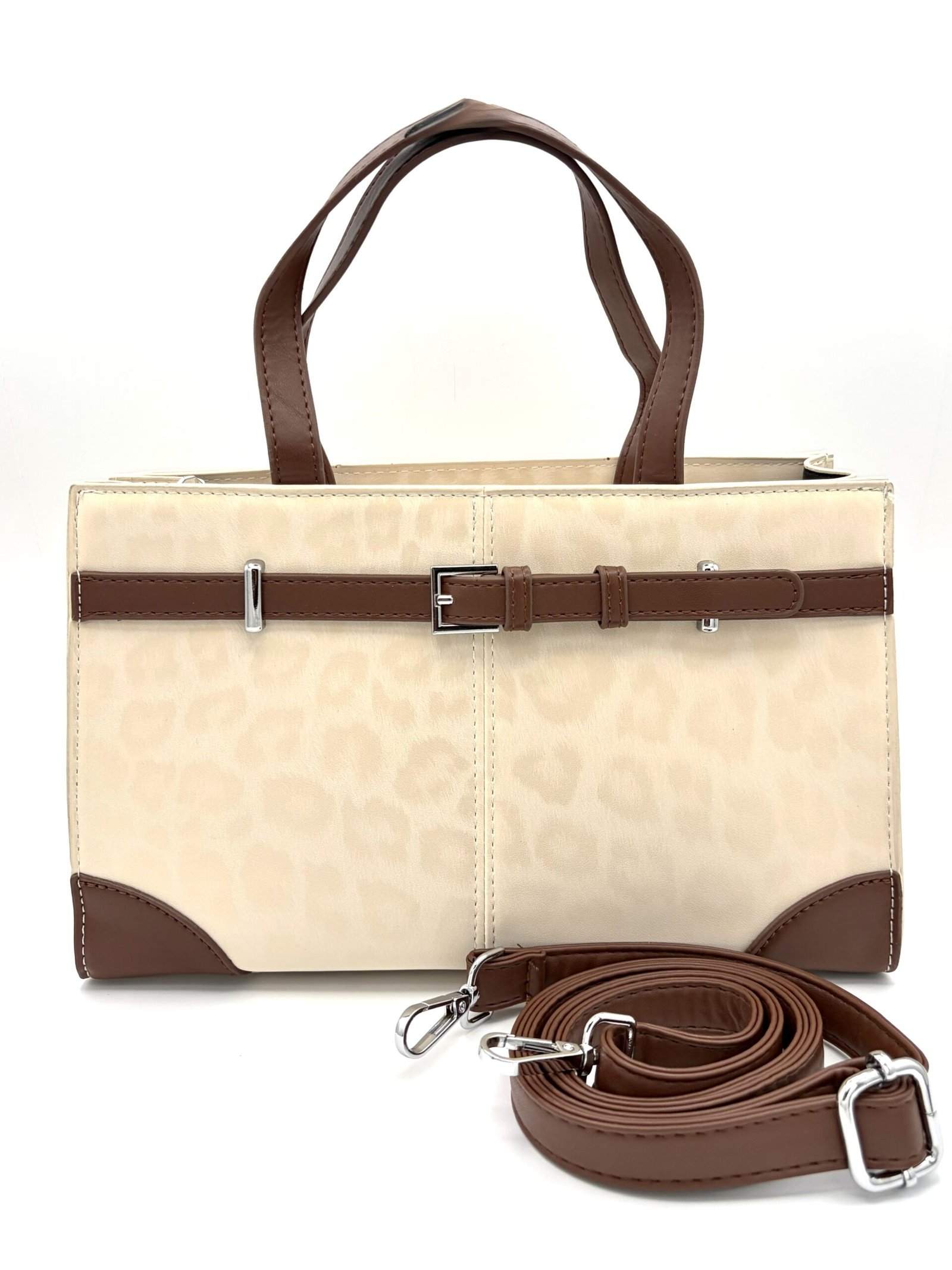 Bolso mediano animal print beige cafe - Imagen 2