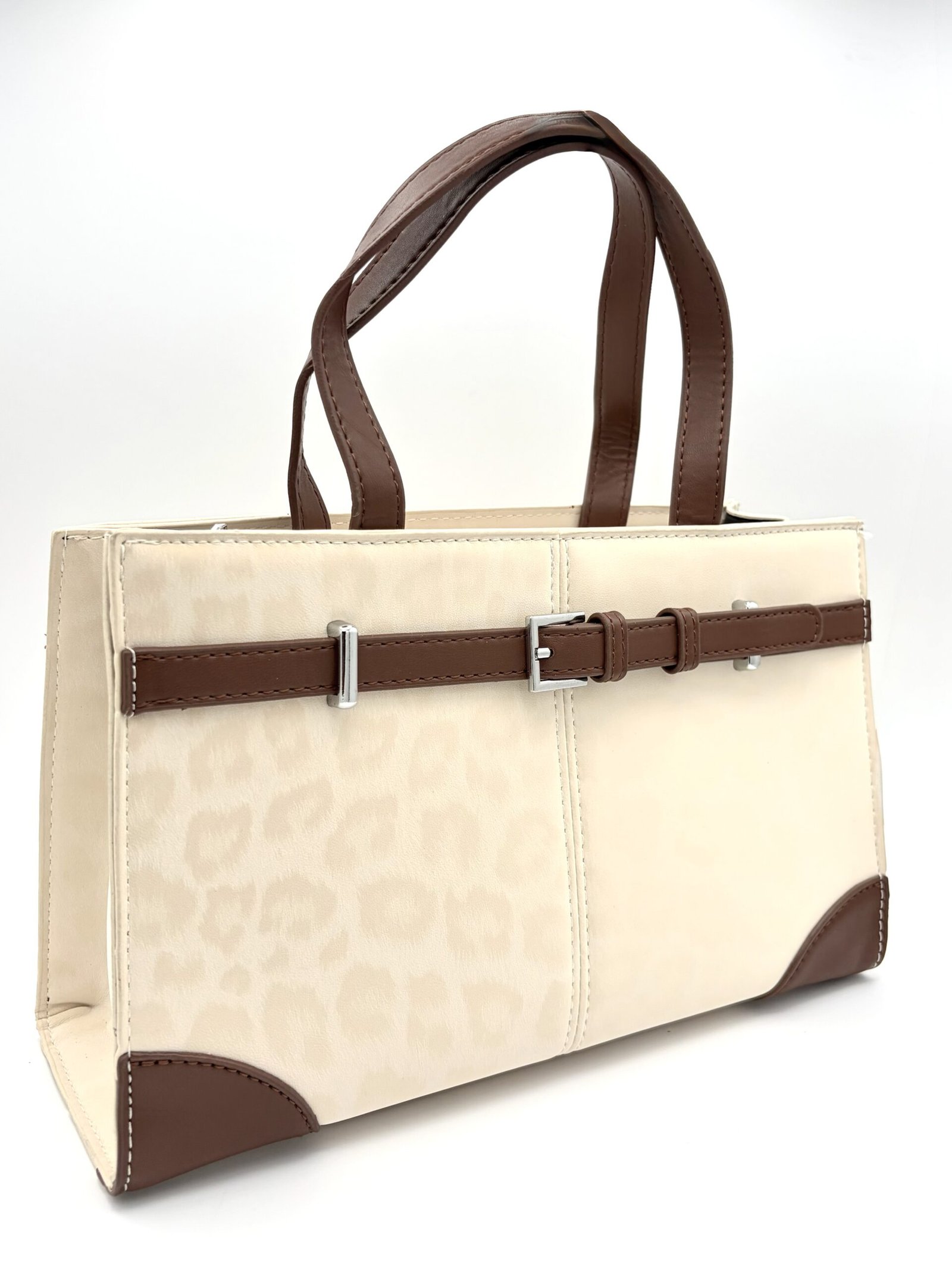 Bolso mediano animal print beige cafe - Imagen 3