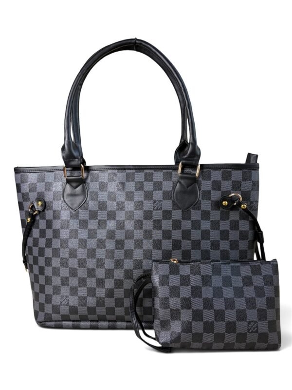 Bolso tote grande gris con negro